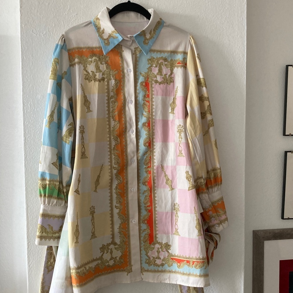 Colorful Patterned Button-Up Shirt